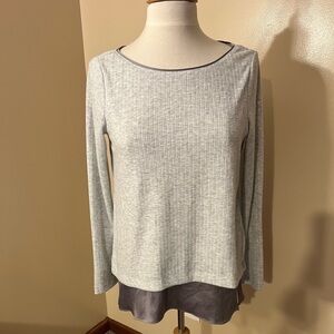 WHBM Heather Stone Textured Snit Twofer Shirt Sz S NWT